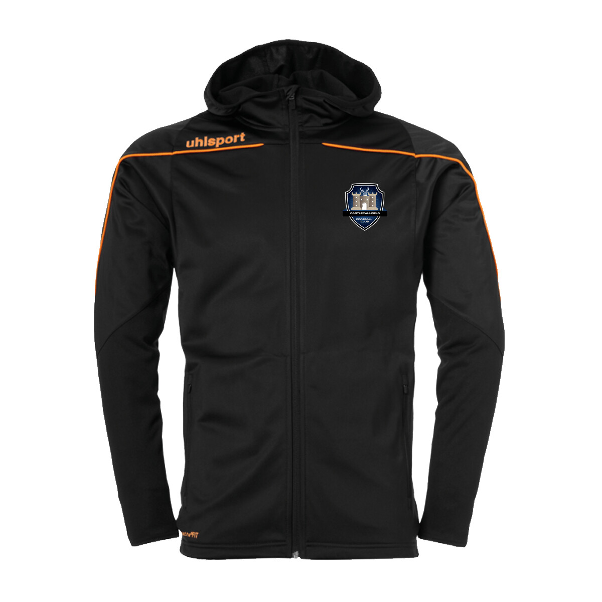 Official Castlecaulfield FC Essential Black Hooded Rain Jacket