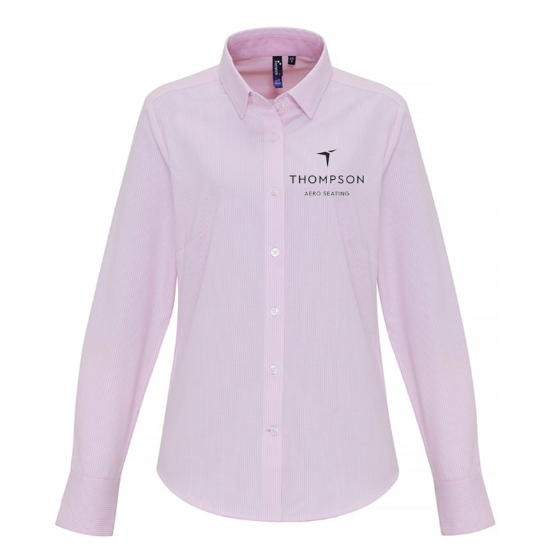 Thompson Aero Seating  Long Sleeve Pink Striped Shirt (Ladies)