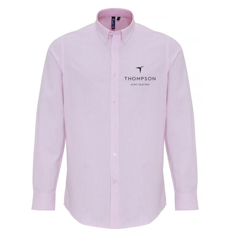 Thompson Aero Seating  Long Sleeve Pink Striped Shirt (Mens)
