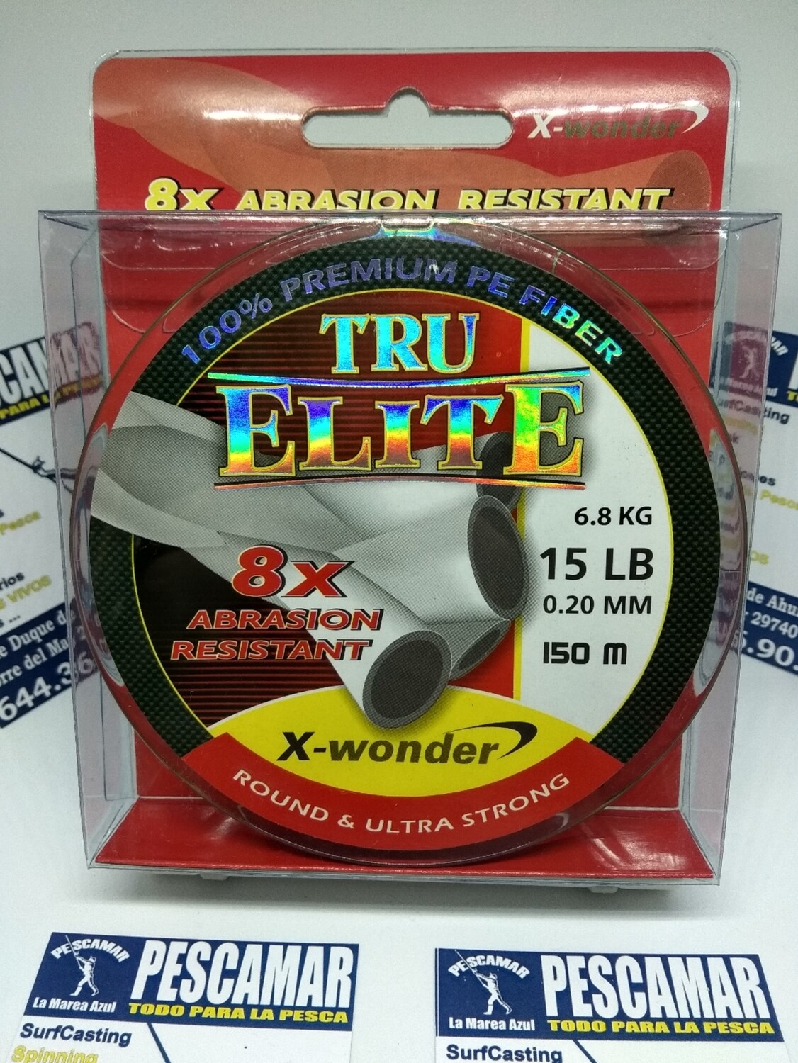 Linea 150mt - 0.20mm - 6,8kg - trenzado 8x - xwonder