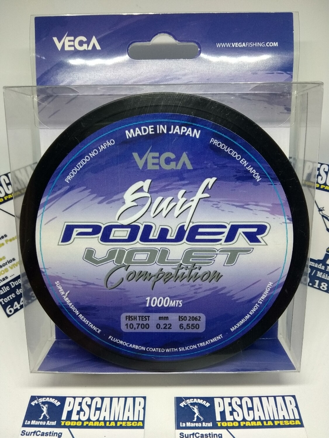 Linea 1000 mt - 0.22 mm - 10,70 kg - VEGA - SURF POWER VIOLET Competition