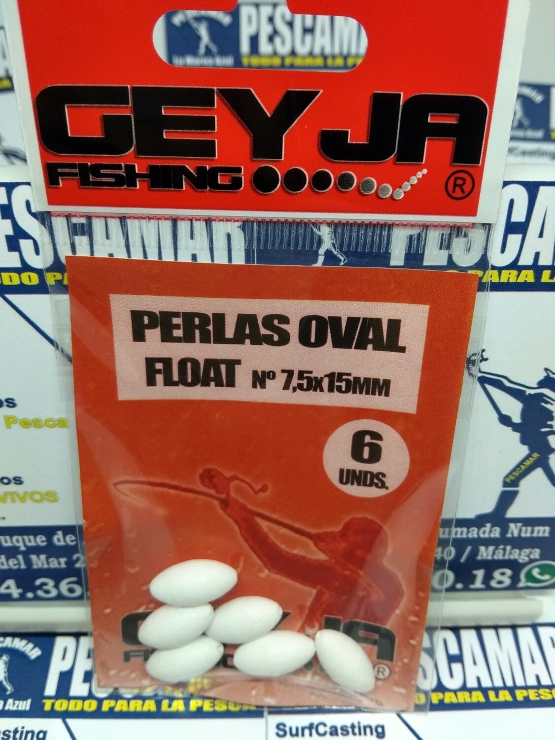 Perla flotante oval 7,5x1,5mm - 6unid