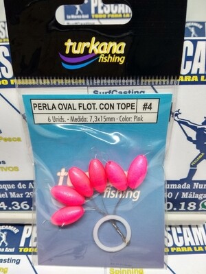 Perla flotante con tope oval - 6unid - 7,3x15mm - rosa