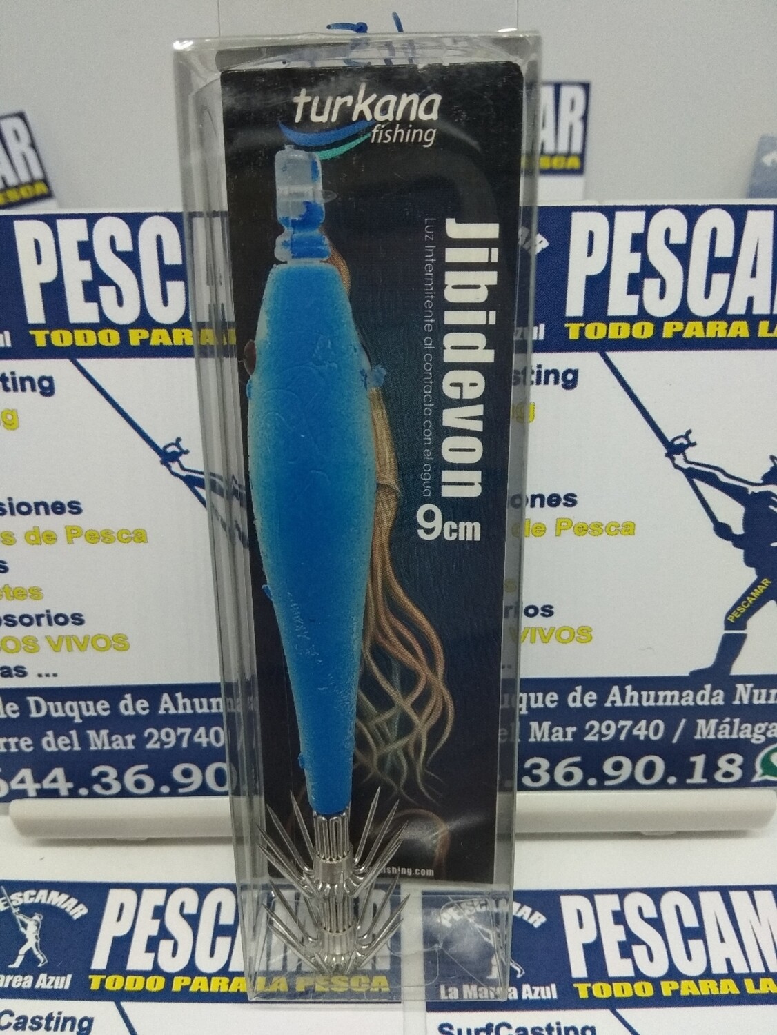 Señuelo pajarito turkana 9cm - silicona con stick luminoso - color azul