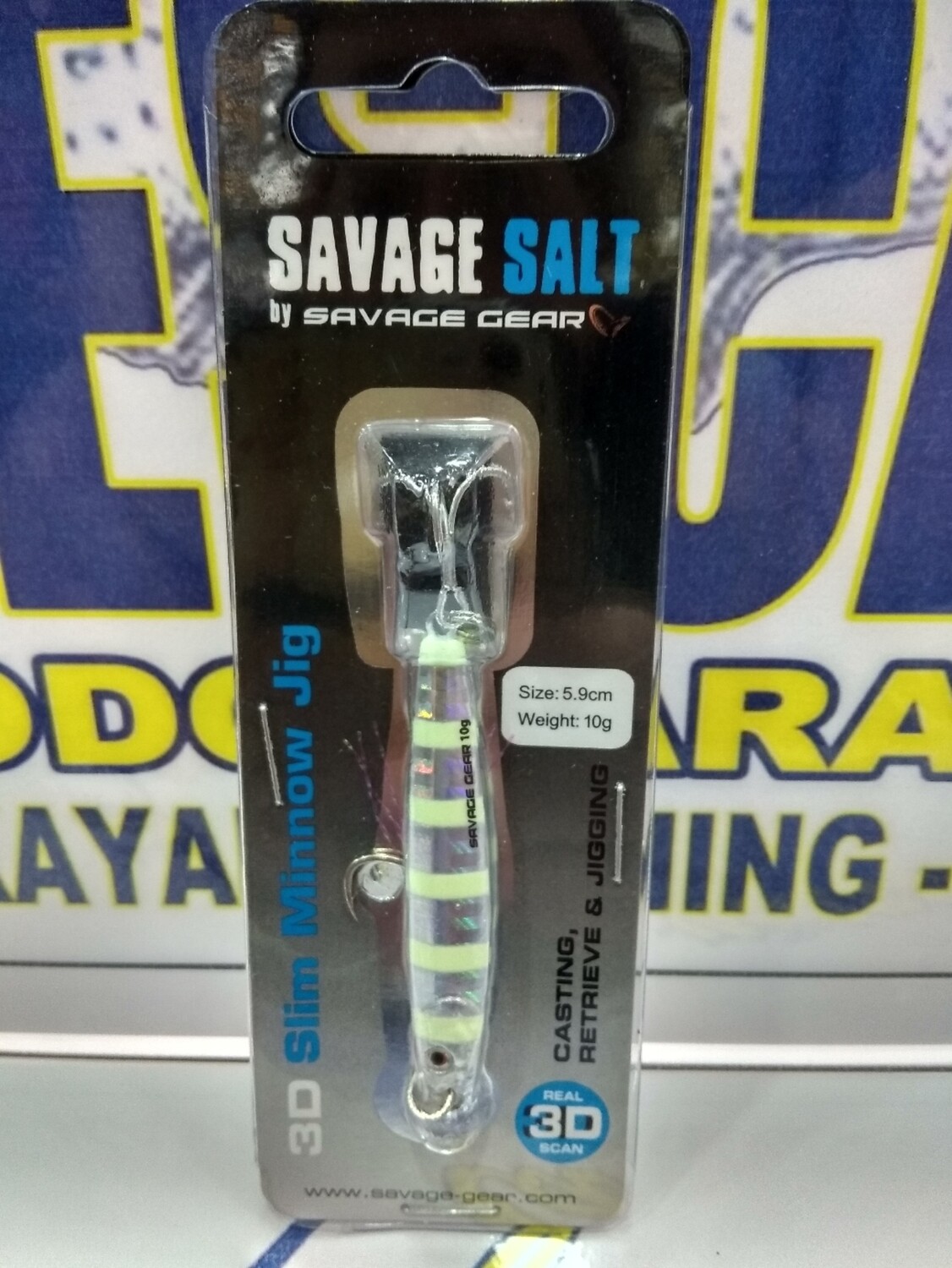 Jig 3D Slim Minnow 5.9cm - 10gr - Col Zebra Glow - Savage Salt