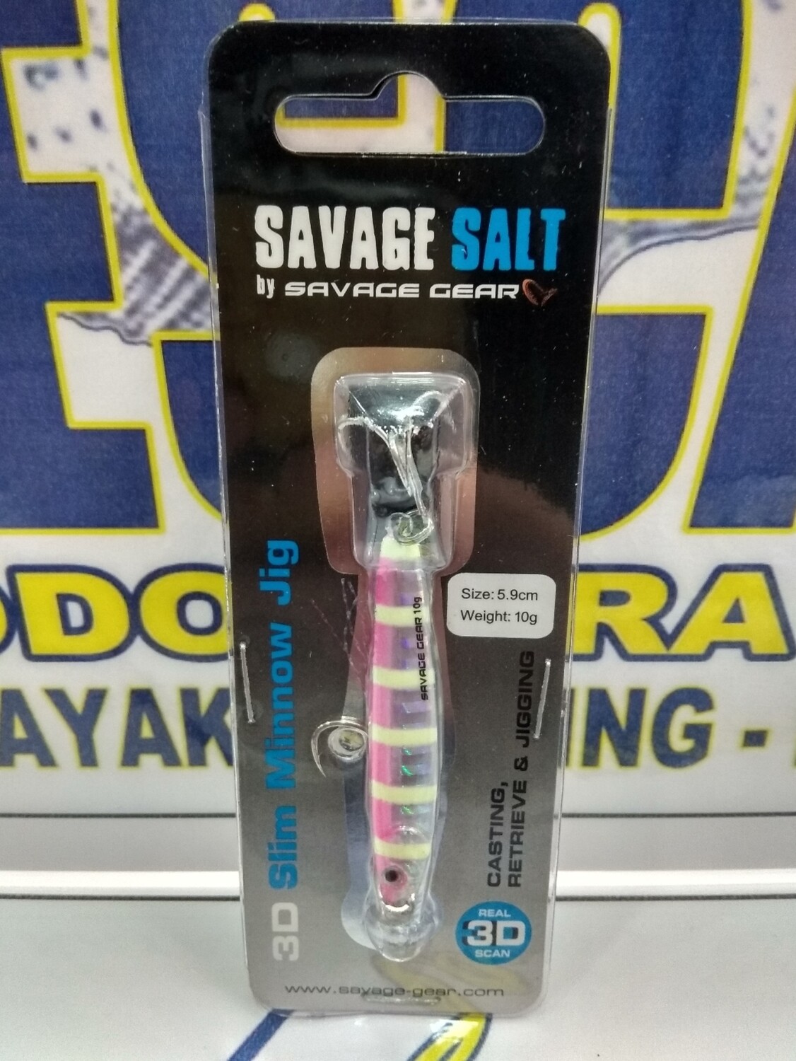 Jig 3D Slim Minnow 5.9cm - 10gr - Col Pink Zebra Glow - Savage Salt