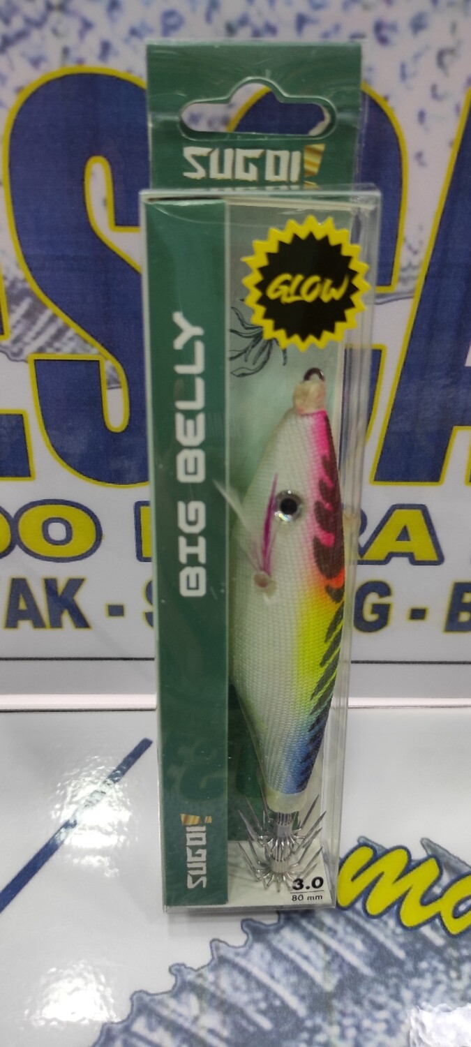 Señuelo Pajarito SUGOI Big Belly - 3.0 - 80mm - Col Multi Glow