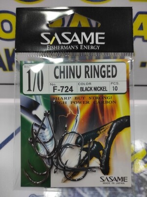 Anzuelo num1/0 - 10unid - CHINU RINGED / F724 Black Nickel - Ojal - SASAME