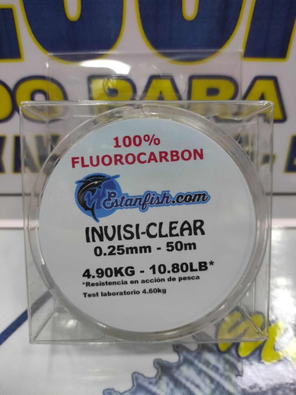 Linea 50mt - 0.25mm - 4,90kg - FLUOROCARBON 100% arena INVISI-CLEAR