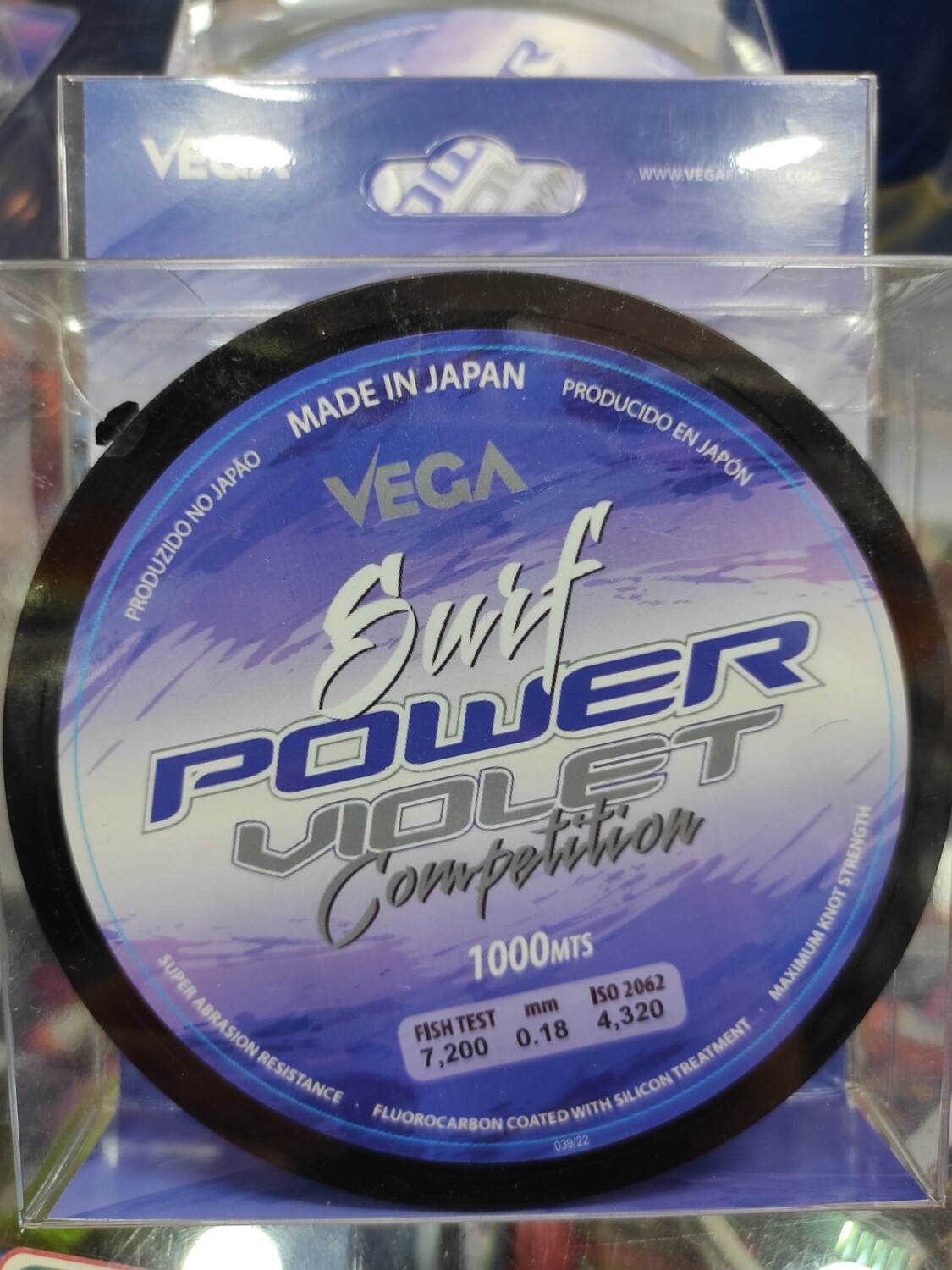 Linea 1000 mt - 0.18 mm - 7,20 kg - VEGA - SURF POWER VIOLET Competition