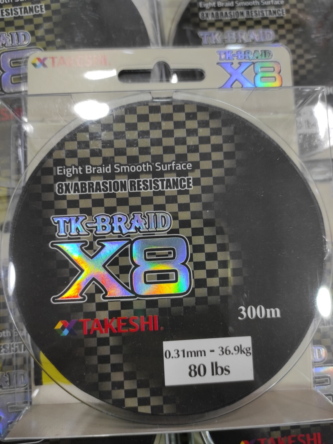 Línea Trenzado 300Mtr Takeshi Tk-Braid X8 - 0.31 - 36,90Kg - 80Lbs
