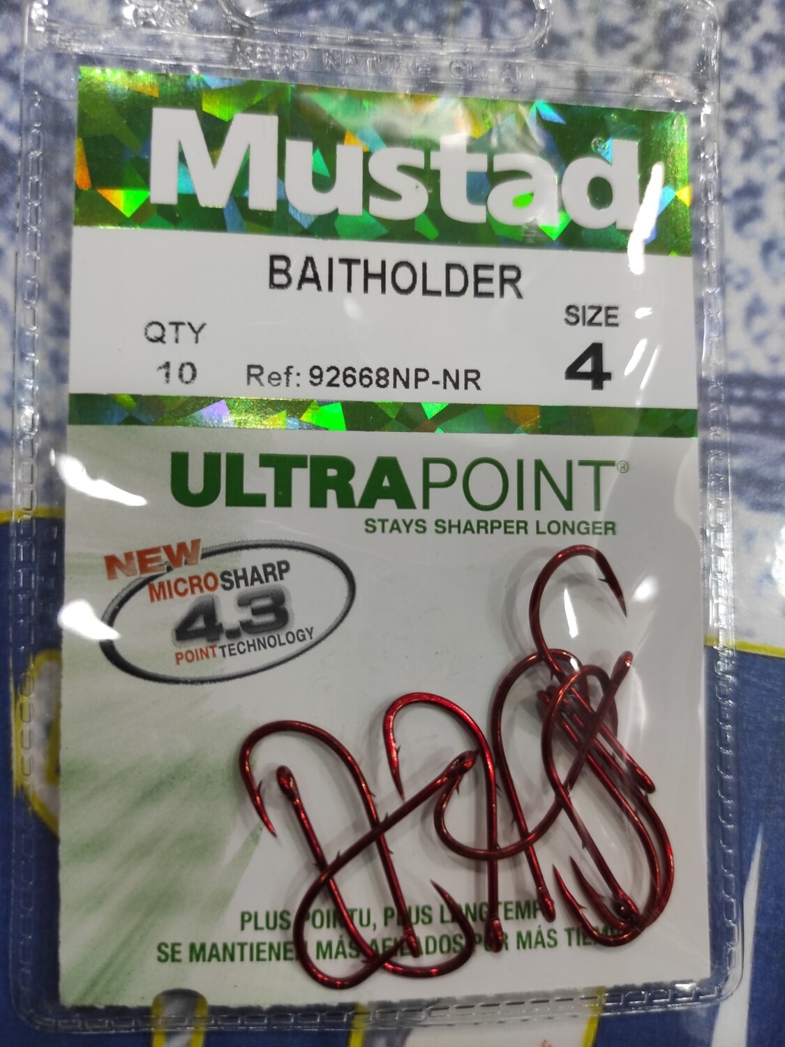 Anzuelo Num 6 - 10 unid - Mustad - ojal - curvo - Baitholder - 92668np-nr