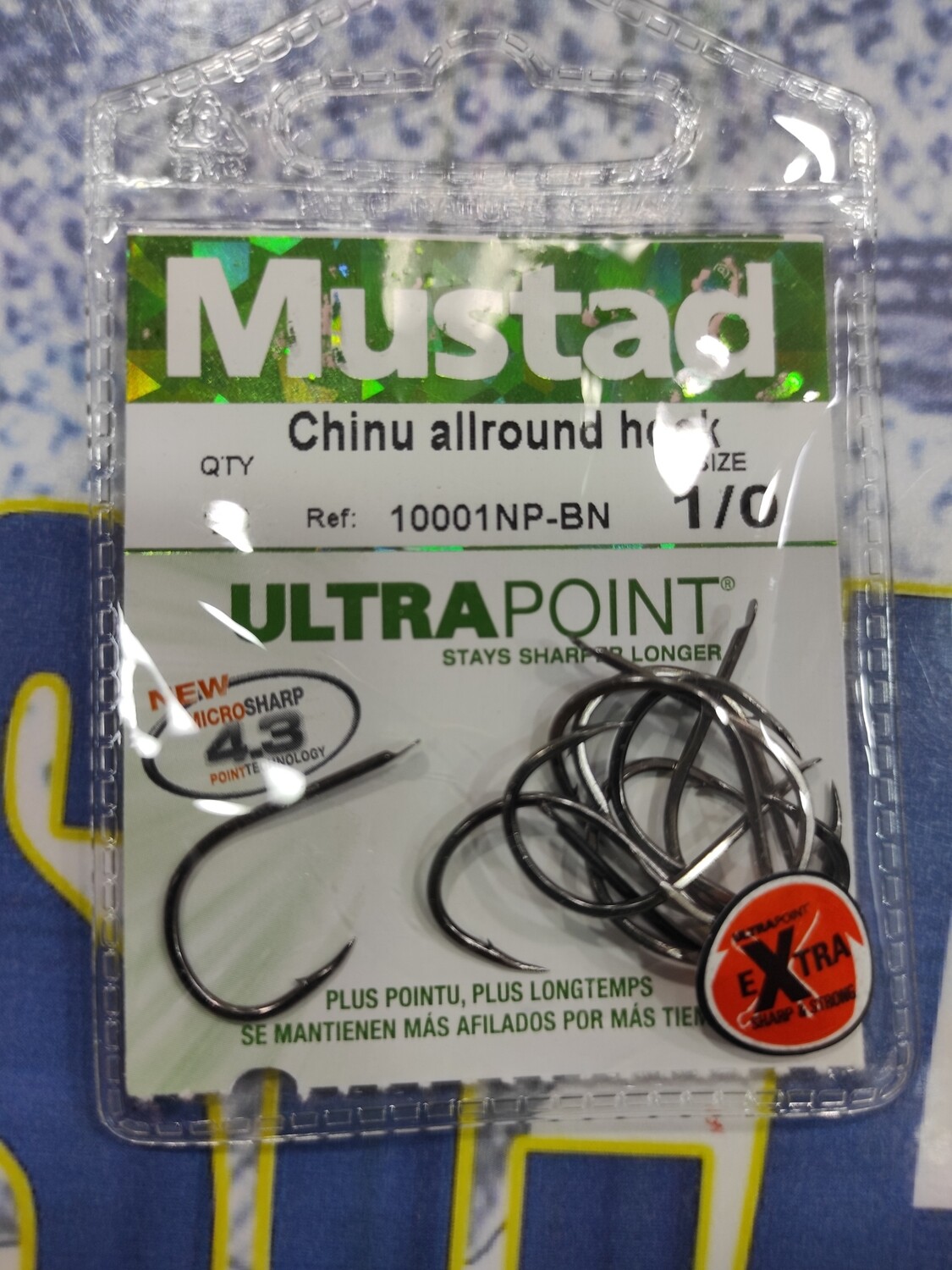 Anzuelo Num 1/0 - 10 unid - Mustad - Chinu allround hook - 10001np-bn