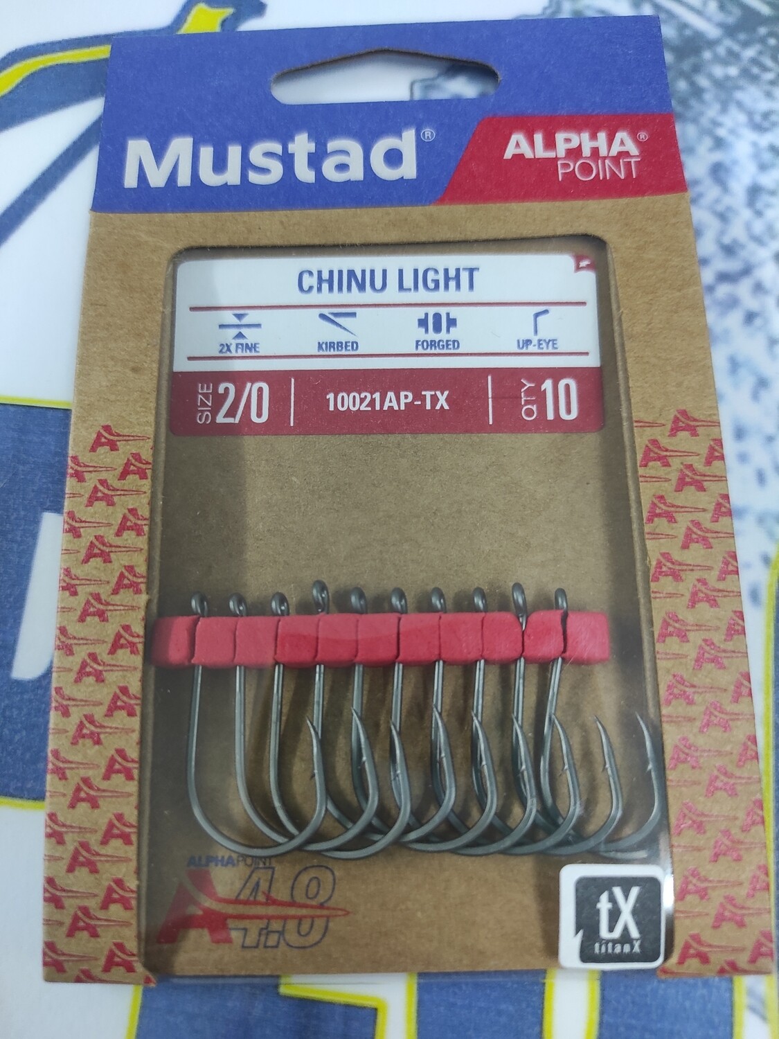 Anzuelo Num 2/0 - Chinu Light - 10 Und - Mustad - Ref 10021AP-TX - Ojal
