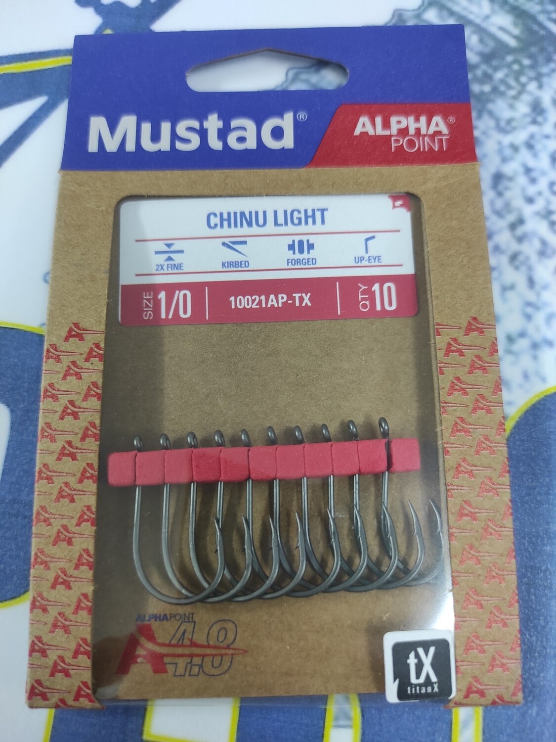 Anzuelo Num 1/0 - Chinu Light - 10 Und - Mustad - Ref 10021AP-TX - Ojal