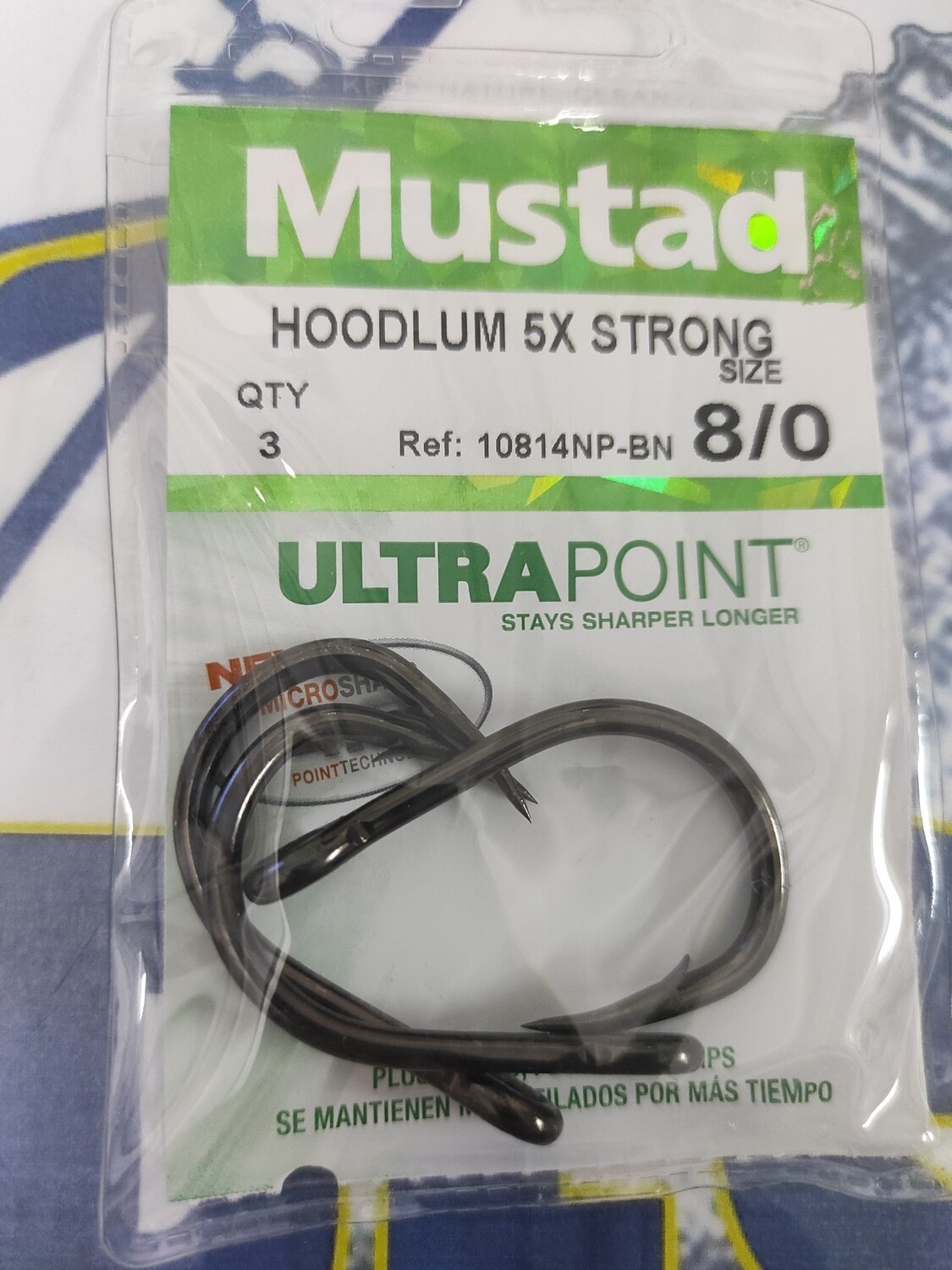 Anzuelo Num 8/0 - Hoodlum 5X Strong - 3 Und - Mustad - Ref 10814NP-BN