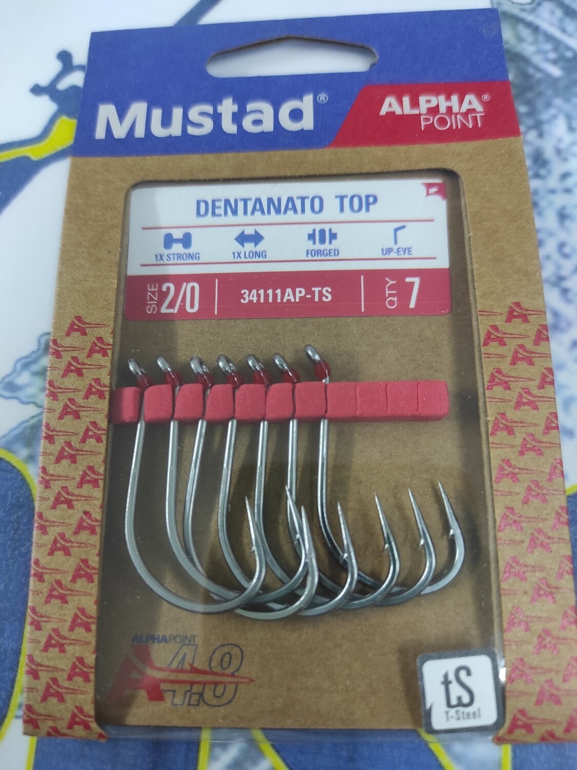 Anzuelo Num 2/0 - Dentanato Top - 7 Und - Mustad - Ref 34111AP-TS - Ojal