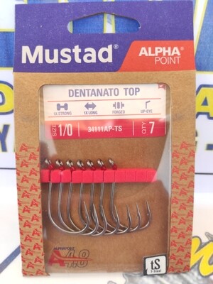 Anzuelo Num 1/0 - Mustad Alpha point - DENTANATO TOP - 7 unid