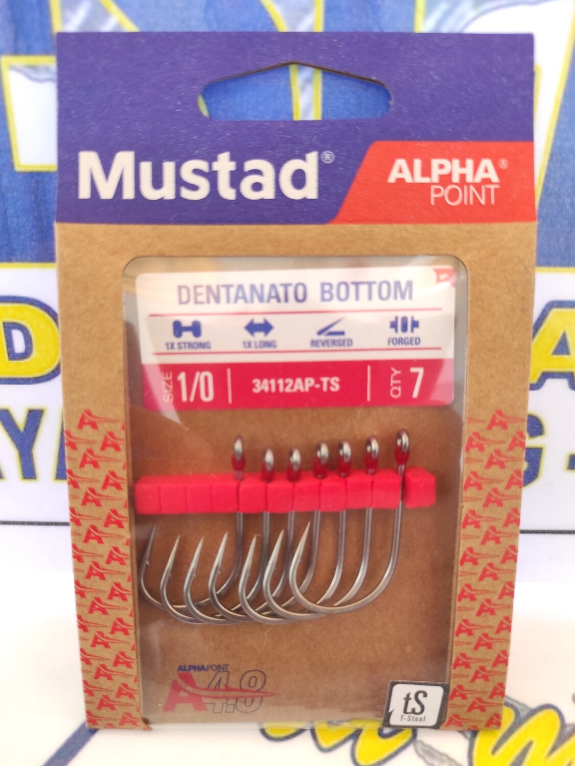 Anzuelo 1/0 - Mustad Alpha point - DENTANATO BOTTON - 7 Unf