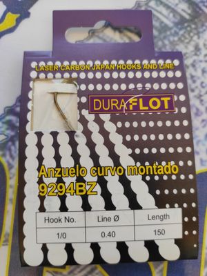Anzuelo Duraflot Montado Num 1/0 - Línea 0,40 de 1,50Mtr - Curvo 9294BZ Color Bronce