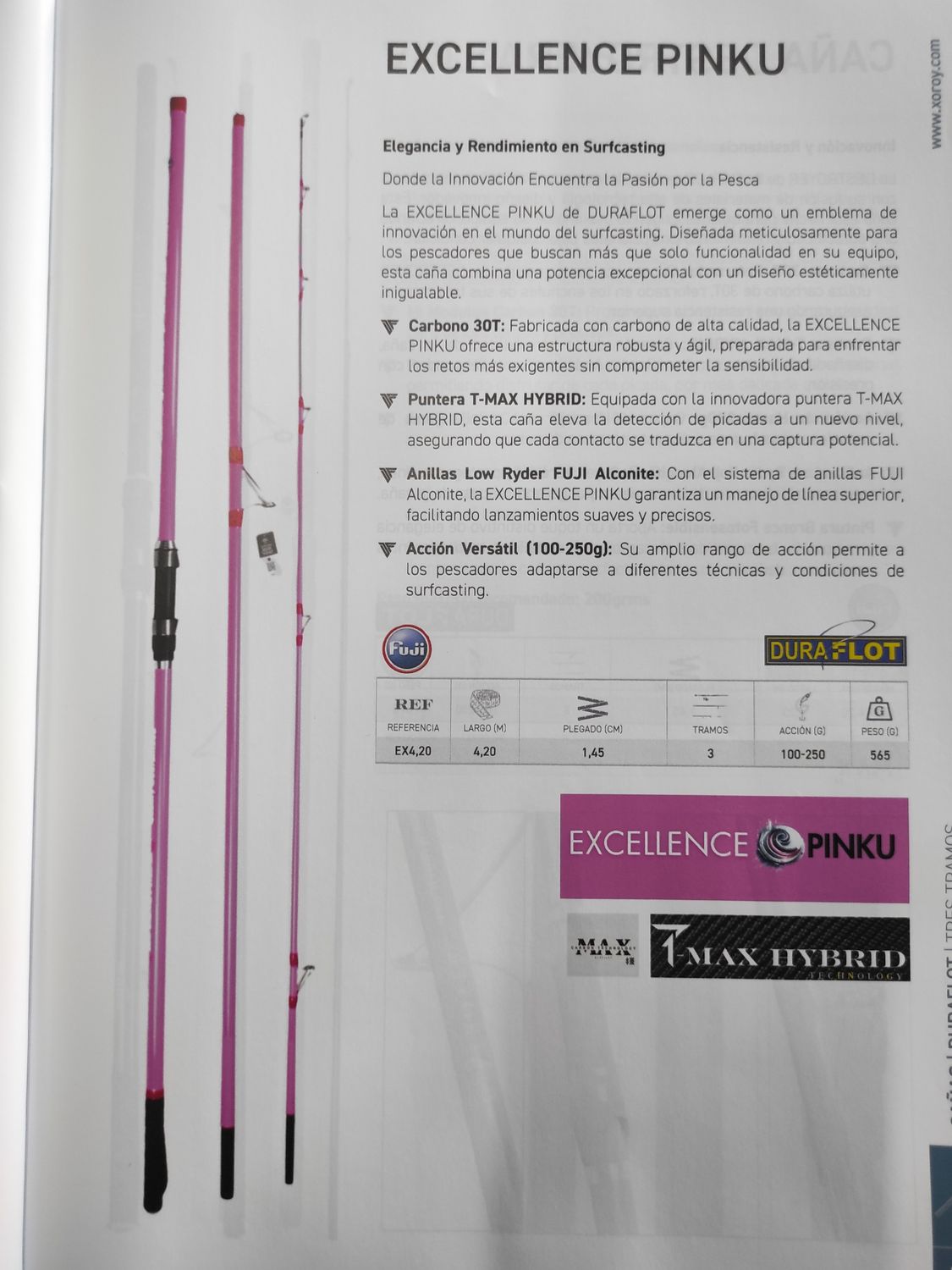 Caña Duraflot PINKU Excellence 4,20Mtr Híbrida TMax FujiK 24Tons Ac100/200Gr