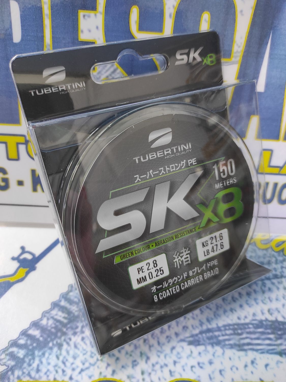 Línea 150 Mtr - 0.25mm / PE2.8 - 21,60Kg - SK X8 - Tubertini