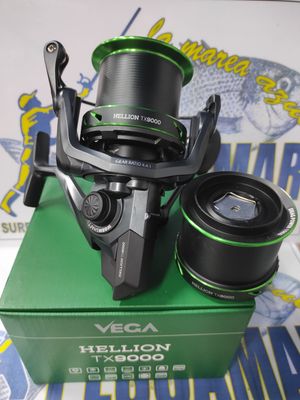 Carrete Vega Hellion TX 9000 - 7 Rod / 4:4:1 / 104cm / 2 Bobinas / 620Gr / Freno 15Kg