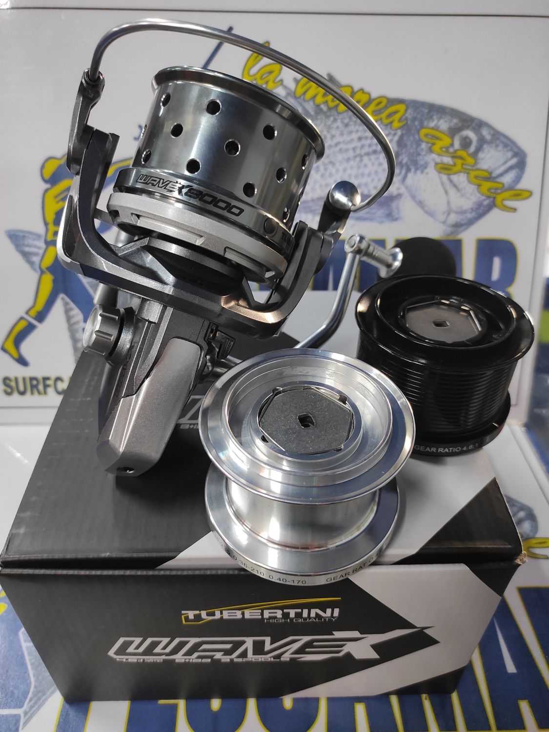 Carrete Tubertini WaveX 8000 - 3 Bobinas - 8+1 Rodamiento - 15Kg Freno