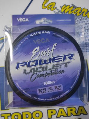 Linea 1000 mt - 0.25 mm - 12,80 kg - VEGA - SURF POWER VIOLET Competition