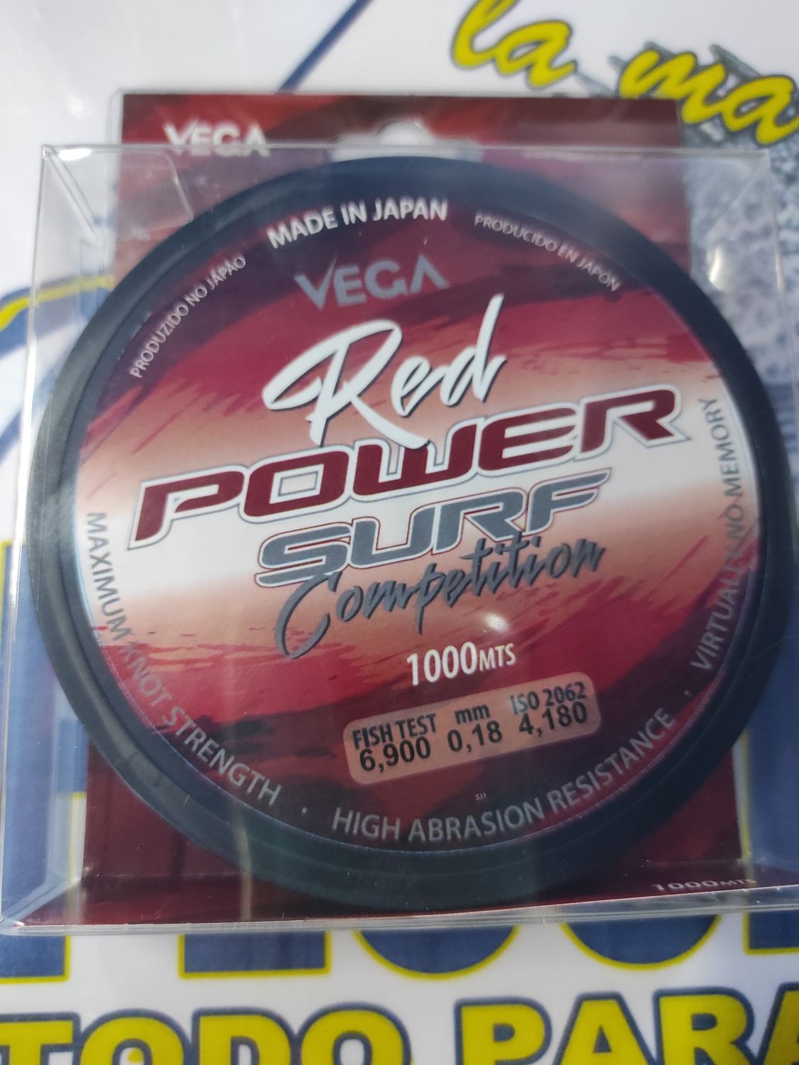 Linea 1000 mt - 0.18 mm - 6,90 kg - VEGA - RED POWER SURF Competition