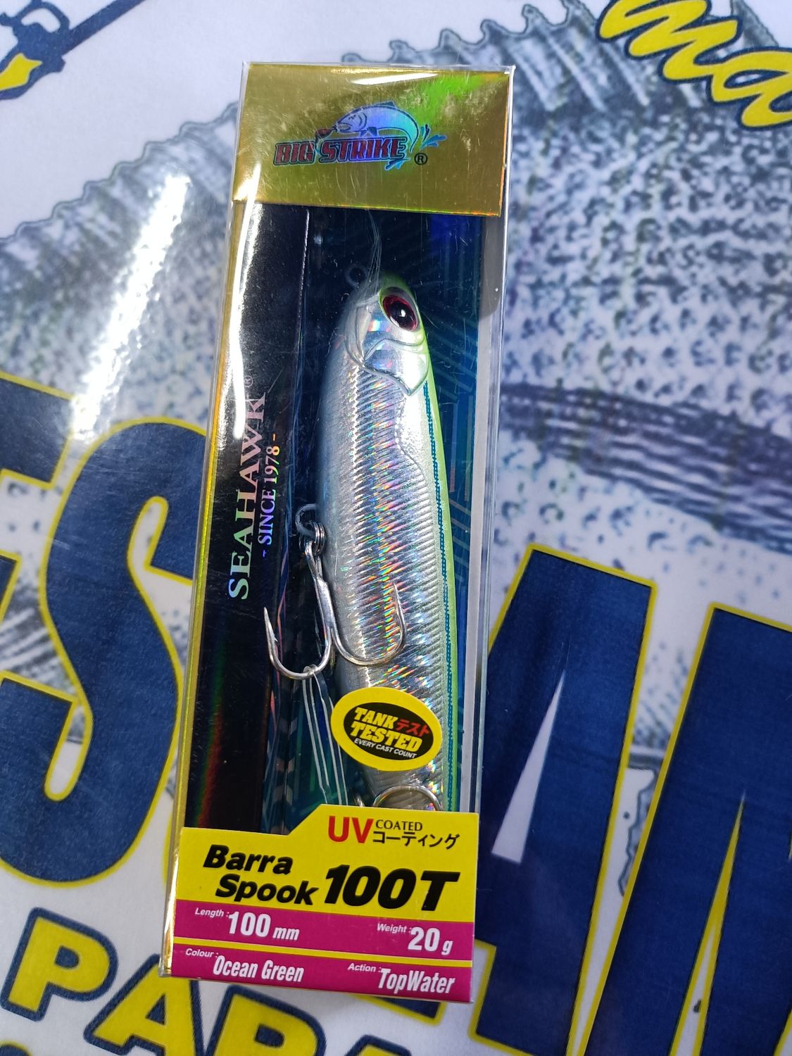 Paseante SeaHawk Barra Spook 100T - 20Gr - 100mm - Ocean Green - TopWater