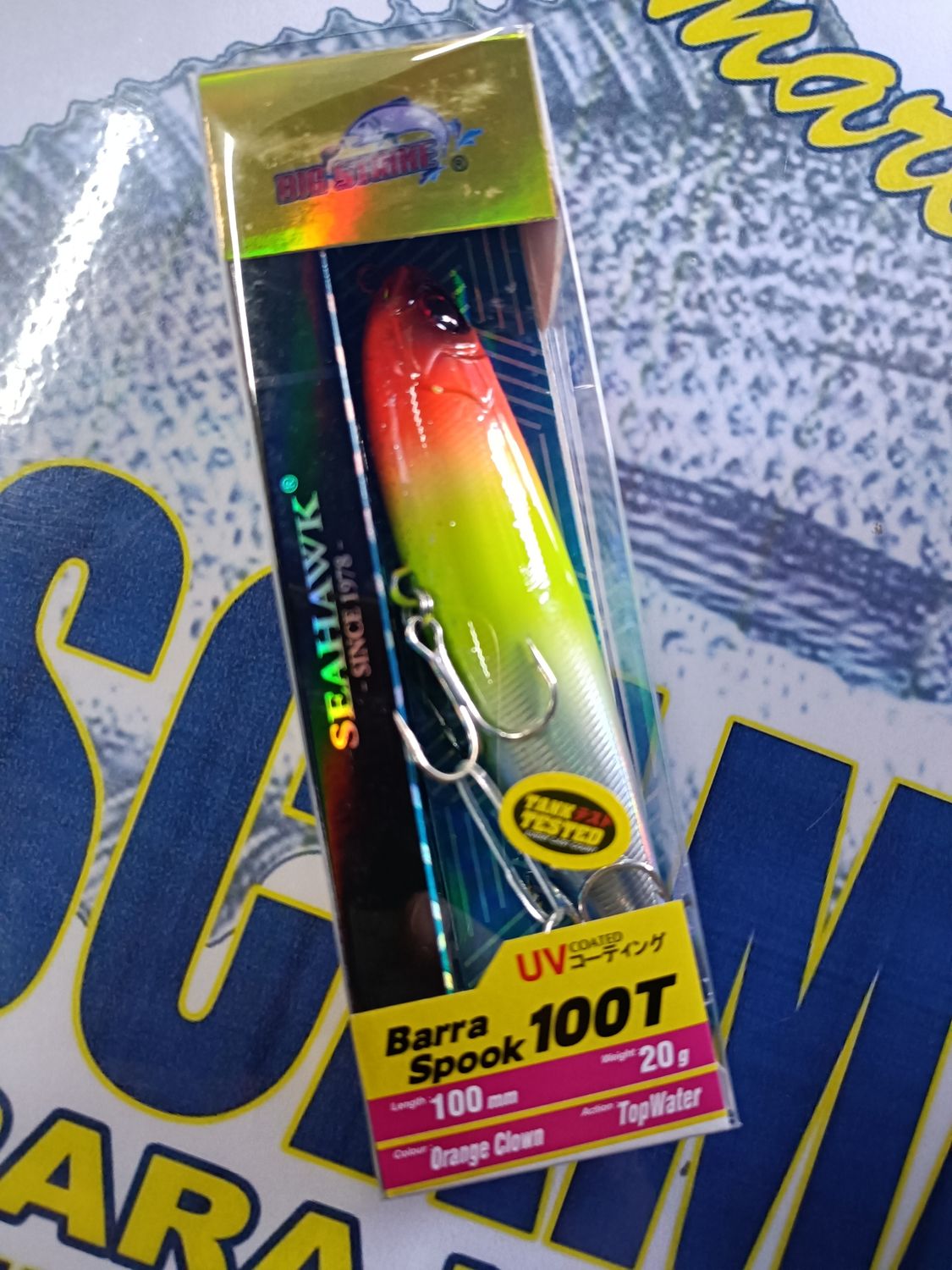 Paseante SeaHawk Barra Spook 100T - 20Gr - 100mm - Orange Clown - TopWater