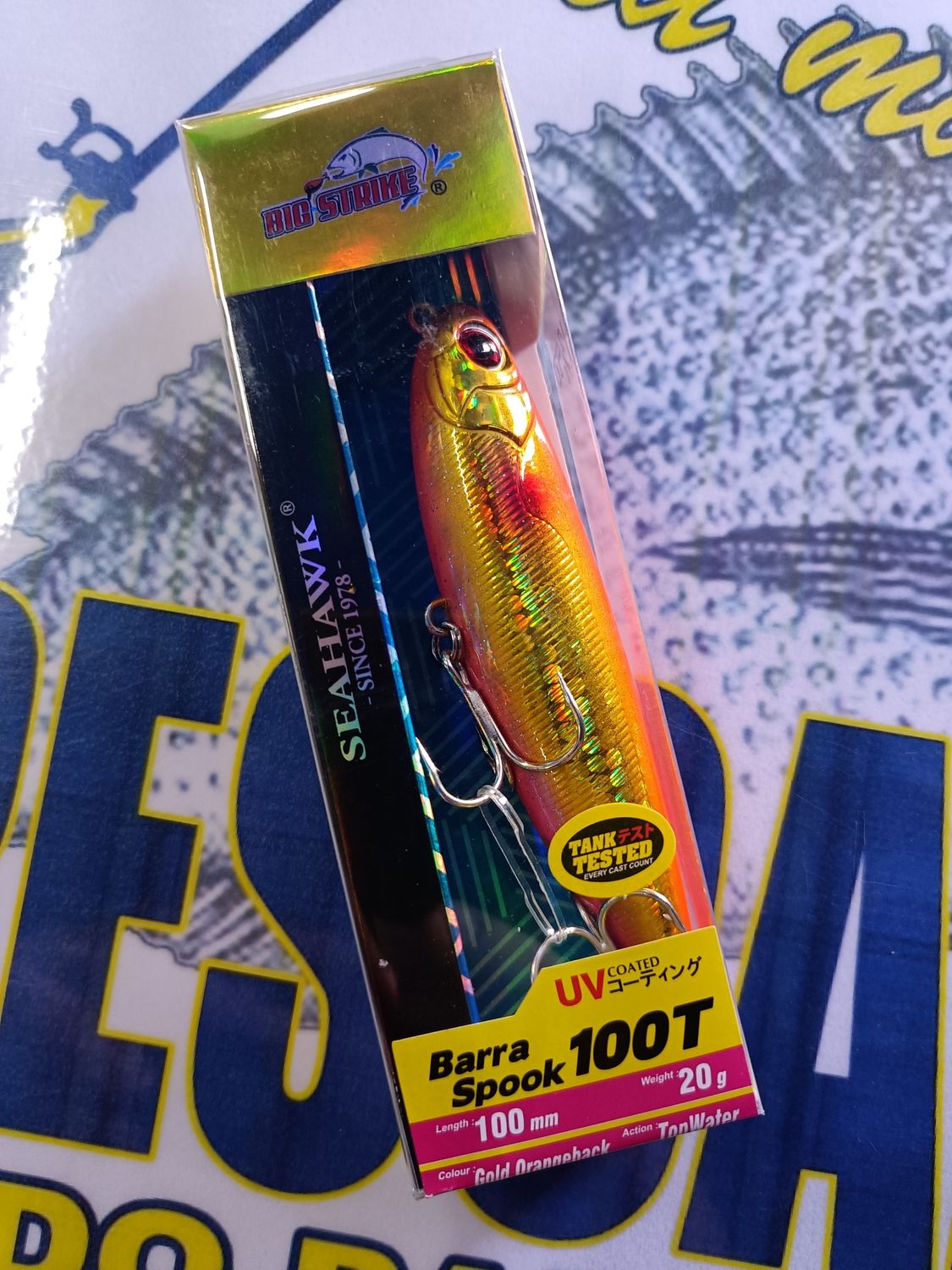 Paseante SeaHawk Barra Spook 100T - 20Gr - 100mm - Gold Orangeback - TopWater