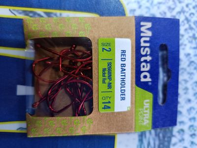 Anzuelo Ojal Mustad Num 2 - Red Baitholder 92668NP-NR - 14 unid - 543188