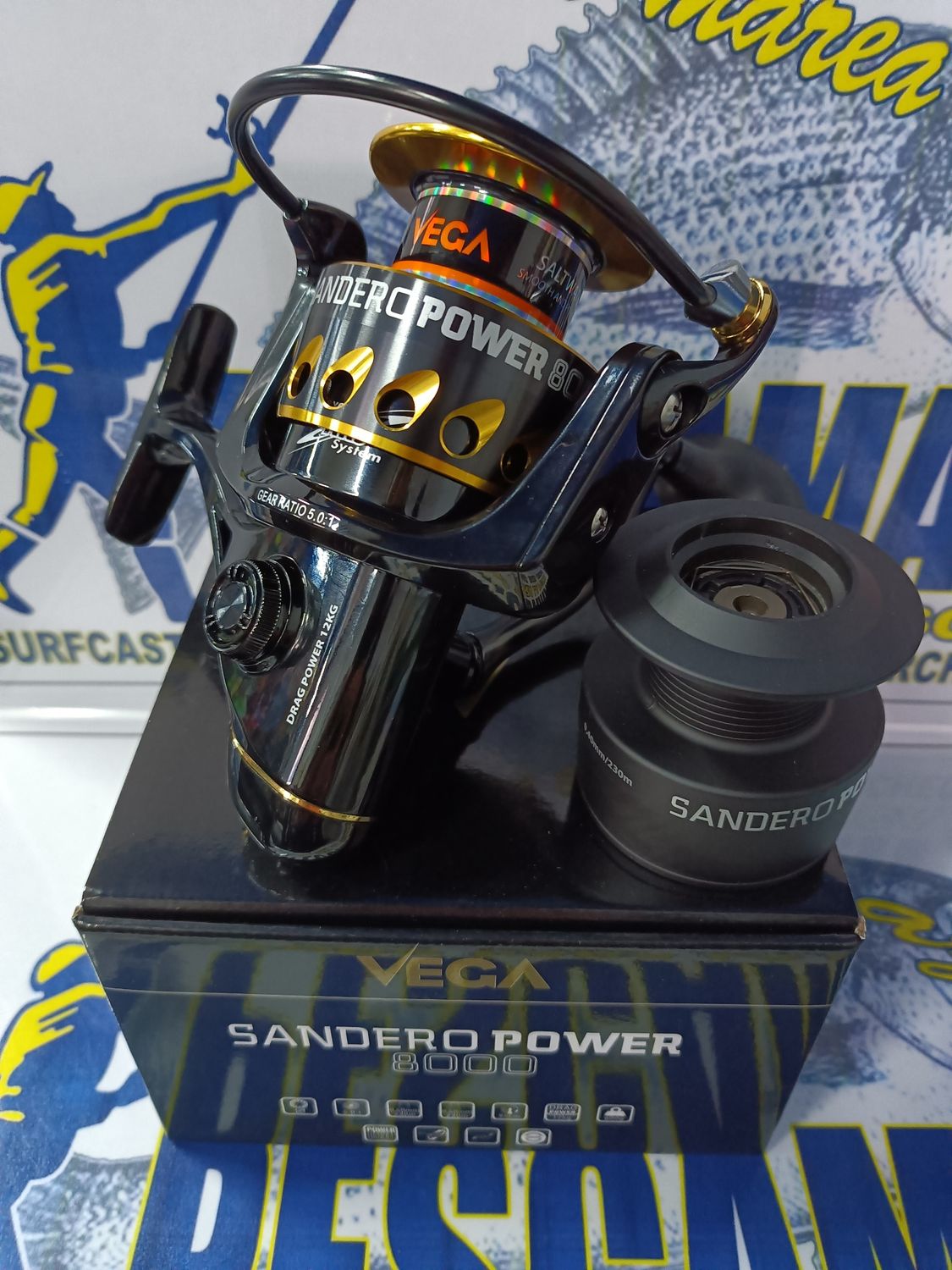 Carrete Vega Sandero Power 8000 / 2Bob / 5Rod / 5.0:1 / 95cm / Fre12Kg / Pe600Gr / 131933