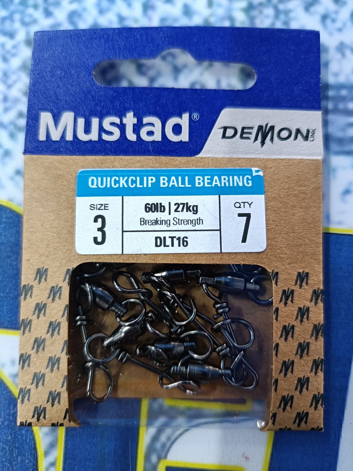 Grapa con Giratorio Mustad Num 3 - 60Lb/27Kg - DLT16 - 7und - 545212