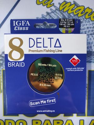 Linea Delta Trenzado Braid 8x - 0.10 mm - Pe5.0 - 4,4Kg - 150 Mtr - Multicolor - 018676