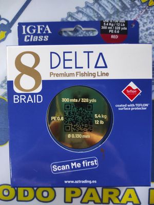 Linea Delta Trenzado Braid 8x - 0.13 mm - Pe0.6 - 5.4Kg - 300 Mtr - ROJO - 020761