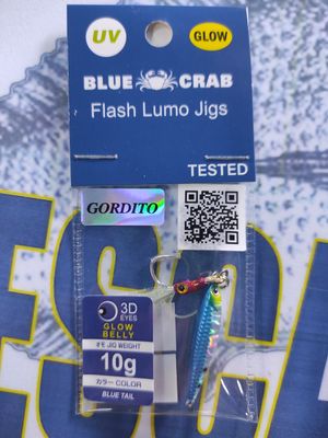Jig Blue Crab 10Gr - Glow Belly - Flash Lumo Jigs - Assist Hook - GORDITO - Blue Tail - 020983
