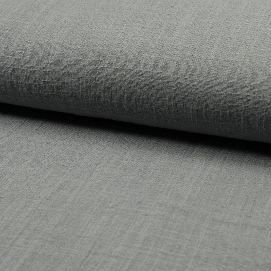 Tissu coton trame apparente uni gris