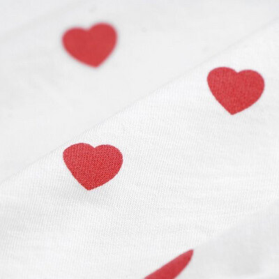 Tissu jersey coton Coeur rouge blanc
