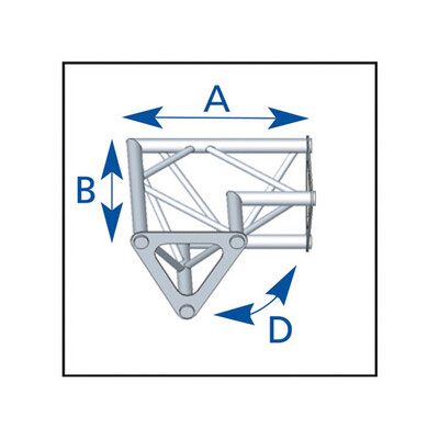 Angle 2 départs 90° horizontal série SD150 triangulaire - alu ASD
