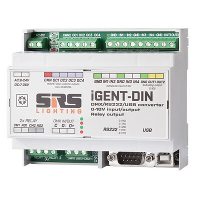 Convertisseur DMX/RS232/RS422 sur rail DIN SRS Lighting Convertisseur DMX/RS232/RS422 sur rail DIN SRS Lighting