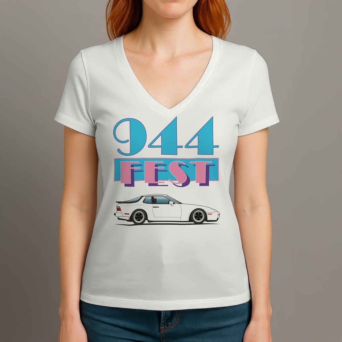 944Fest Miami Vice themed shirt - Ladies V-Neck