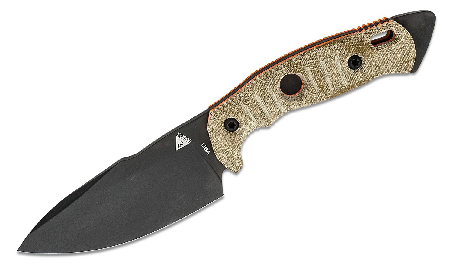 Alaris Camp Knife, PVD, OD GREEN Micarta w/ ORANGE G10 Liners