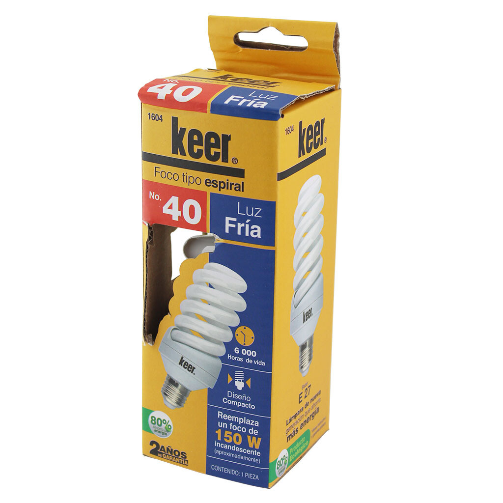Foco tipo espiral No. 40 marca Keer