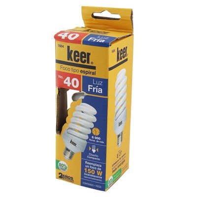 Foco tipo espiral No. 40 marca Keer
