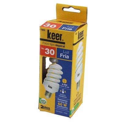 Foco tipo espiral No.30 marca Keer