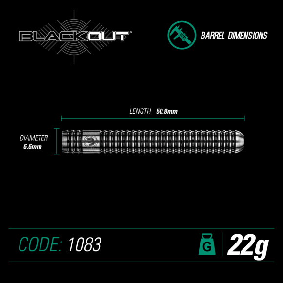 WINMAU BLACKOUT DARTS, SELECT WEIGHT: 22g