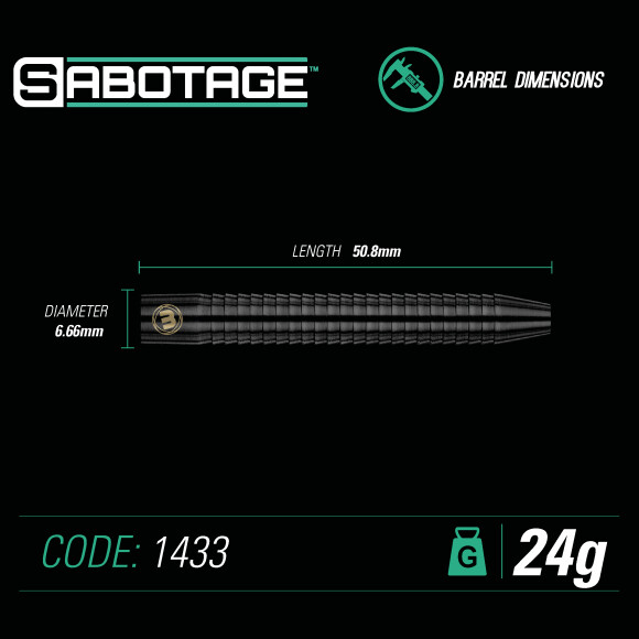 WINMAU SABOTAGE DARTS, SELECT WEIGHT: 24g